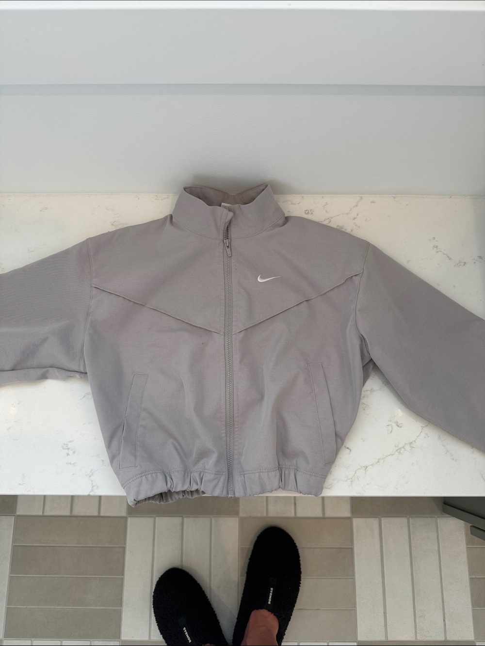 Nike Light Gray Cropped Track Jacket